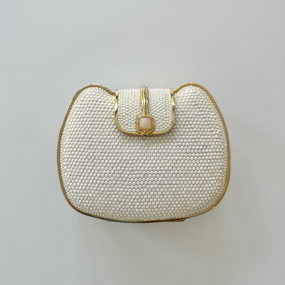 EUC Judith Leiber white minauderie bag